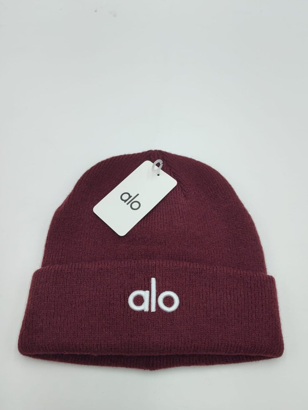 Alo Beanie Burgundy with white logo